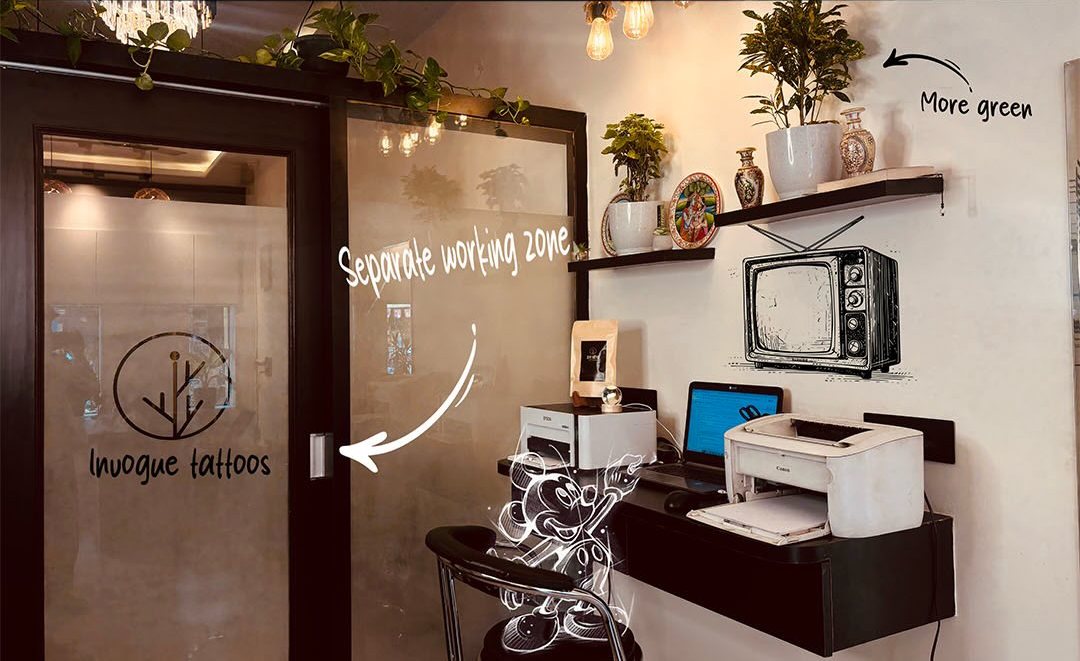 Separate working zone behind the frosted inVogue glass door
